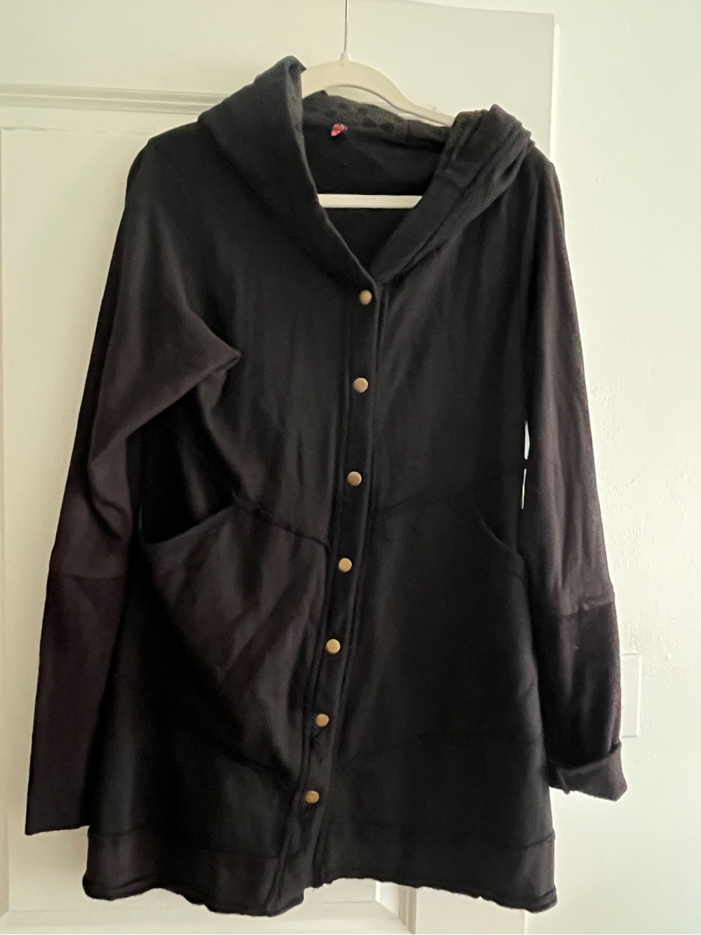 Sew Much Love black fleece jacket coat L large